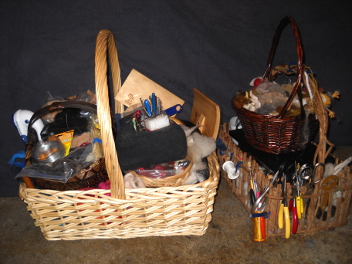 The baskets, loaded with tools and cushions and everything else, mostly buried out of sight. Shop Closed: 2014